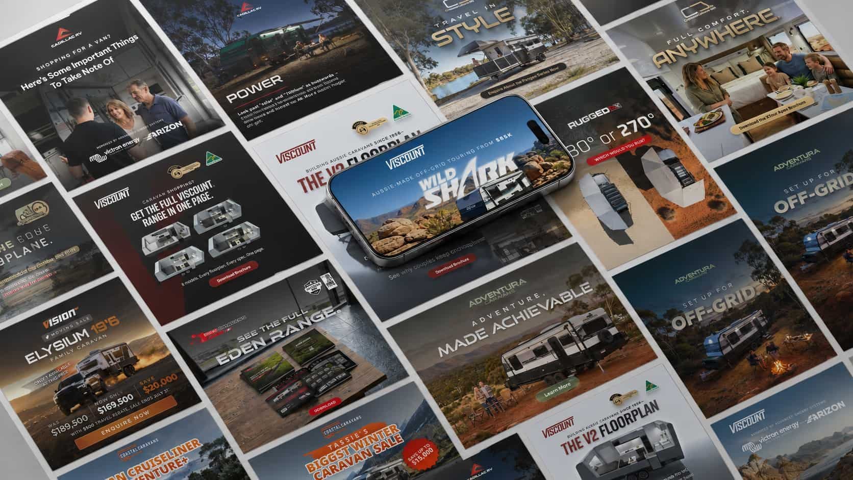 Meta and Google ad creative for caravan brands